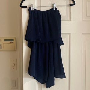 Navy strapless romper